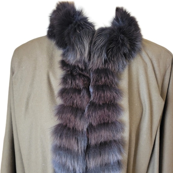 SALE🔥🔥JEAN-LOUIS SCHERRER Paris | VINTAGE OLIVE-BROWN WOOL W/FUR TRIM - Picture 8 of 8